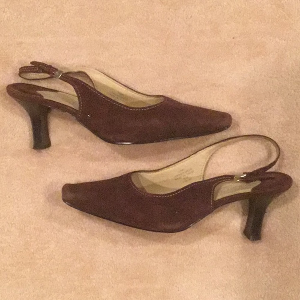 LizFLEX Brown Suede Slingback Size 9.5